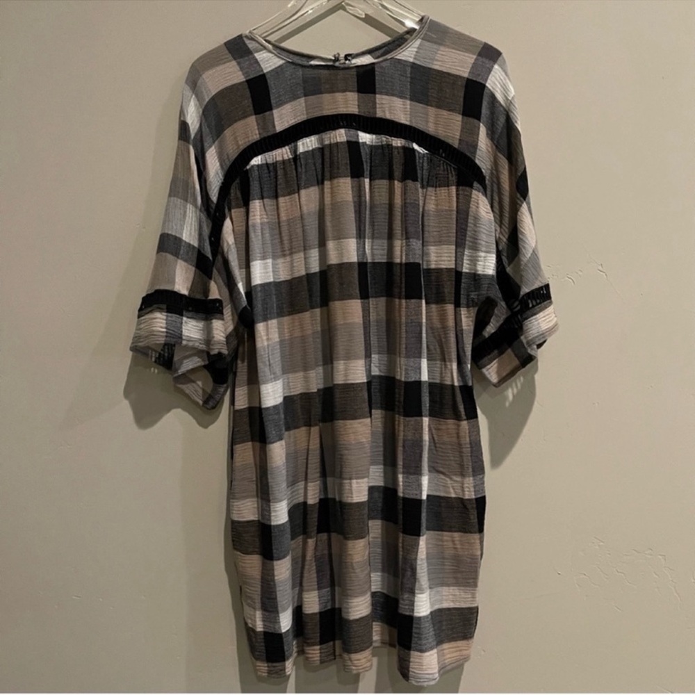 Anthropologie Maeve Plaid Mini Dress Tunic w pockets! s S